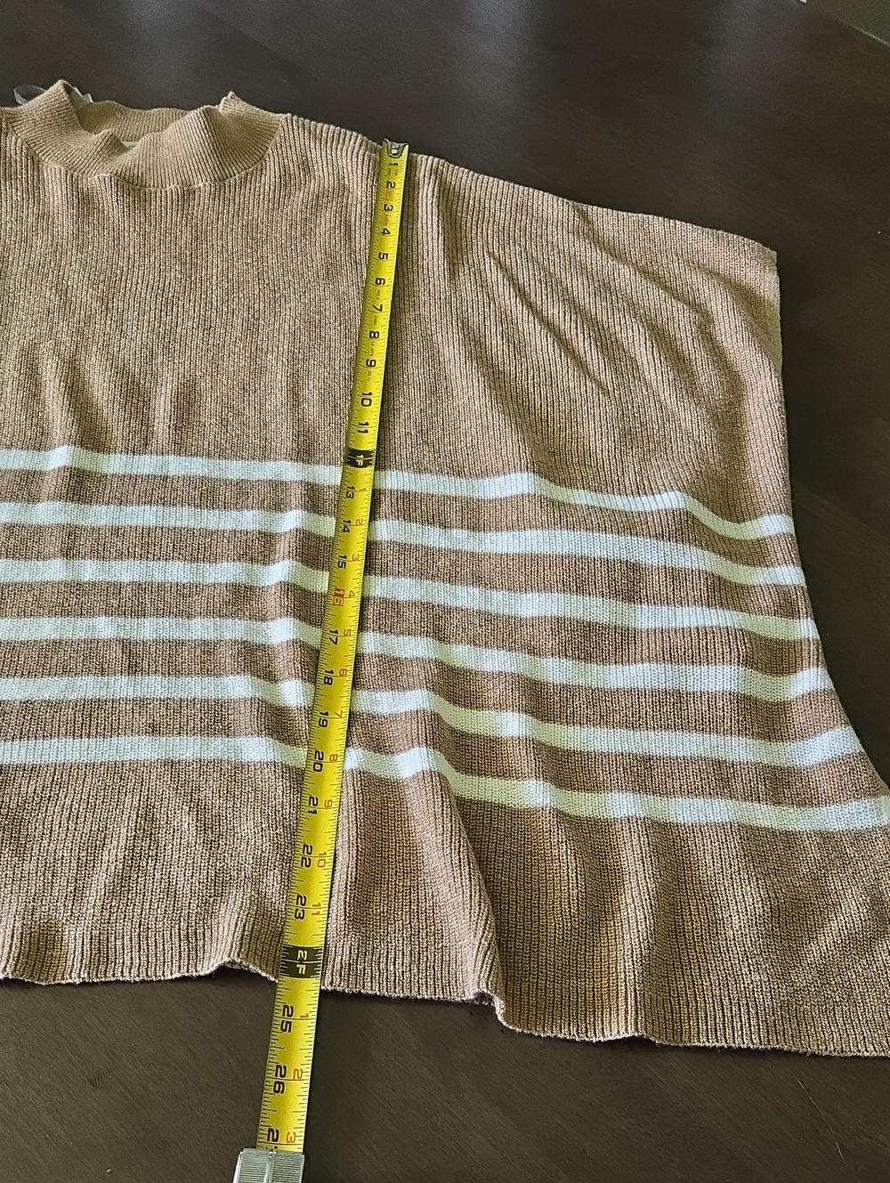 J. Crew Tan and White Oversized Knit Poncho O/S - Picture 6 of 7